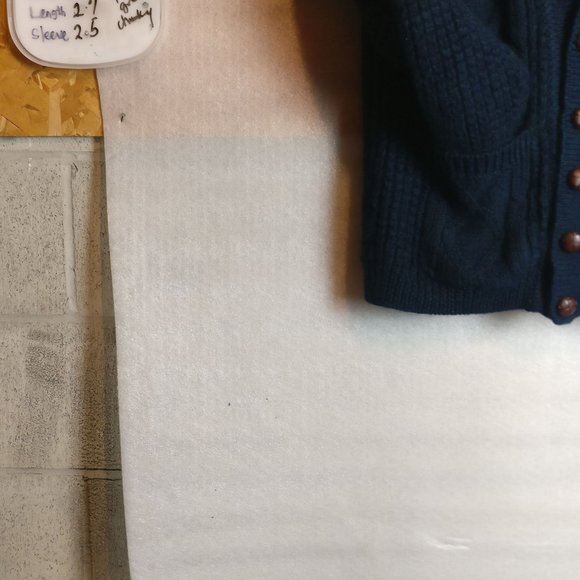 Handloomed in Ireland 100% Wool Chunky Coastal Cardigan Vintage Donegal GREEN - Picture 7 of 11